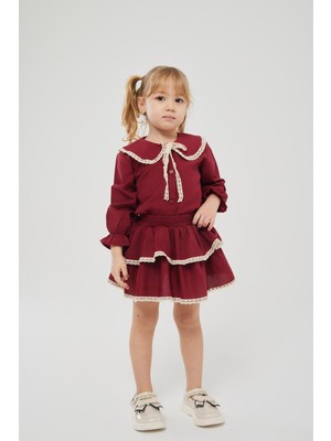 Butik Kız Çocuk %100 Pamuklu Etekli 2'li Takım Toka Aksesuarlı