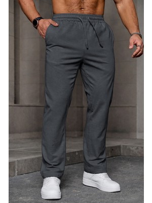 Ghassy Co. Erkek Regular Kalıp Likralı Esnek Pantolon Bağcıklı Bel Diz Yapmaz 4 Mevsim Kullanım