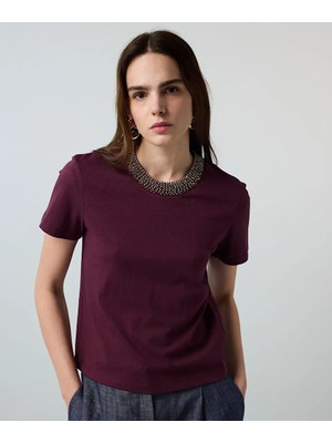 İpekyol Suni Inci ve Boncuk Işlemeli Tişört IS1260070149008