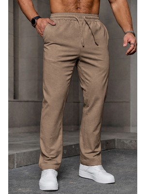 Ghassy Co. Erkek Regular Kalıp Likralı Esnek Pantolon Bağcıklı Bel Diz Yapmaz 4 Mevsim Kullanım