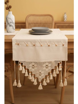 Dantel Işlemeli Boncuklu Runner 50X130 cm