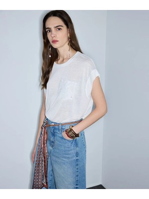 İpekyol Kroşe cepli tişört IS1260070246018