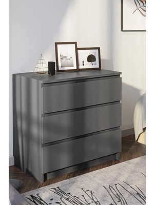 Hofga Derinkuyu 3 Çekmeceli Şifonyer Yatak Odası Bebek Odası Antrasit