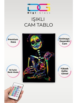 Yanardağ Modern Işıklı Iskelet Tasarım Tasarımlı Cam Tablo