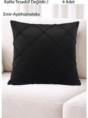 Emir-Ay@hometeks  4ADET Kapitoneli Kırlent Kılıfı , Yastık Kılıfı ( Leke Tutmayan Silinebilir Kumaş )