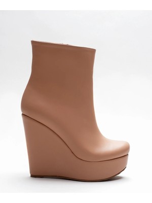 Ayakkabı Ateşi Kadın Fermuarlı Dolgu Topuklu Bot Dainas Nude Cilt