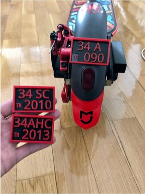 3D Kişiye Özel Plaka- Dekor , Scooter , Elektrikli Bisiklet Vb. (3m Bant Ile)