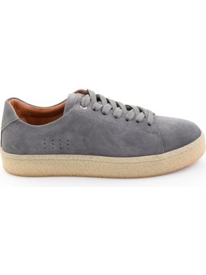 Bambi Gri Hakiki Deri Erkek Sneaker E01396009902