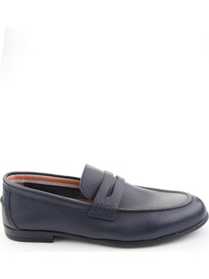 Bambi Lacivert Hakiki Deri Erkek Loafer Ayakkabı E01730351040