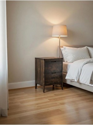 Noir Walnut Masif Ahşap Komodin