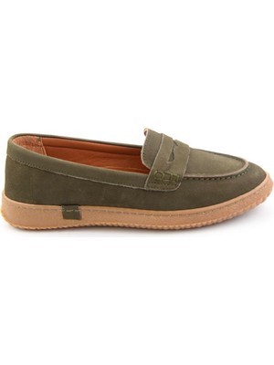 Bambi Yeşil Hakiki Deri Kadın Loafer Ayakkabı K01045050401