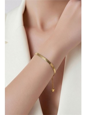 Lykos Çelik Gold Renk Italyan Zincirli Bileklik