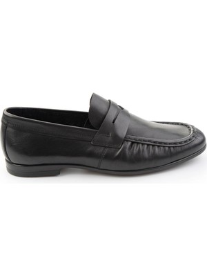 Bambi Siyah Hakiki Deri Erkek Loafer Ayakkabı E01648621803
