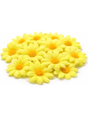 Süsle Bebek ve Parti Yapay Papatya Çiçek Kafası 4 cm x 20 Adet - Sarı