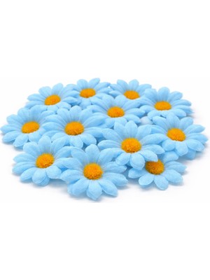 Süsle Bebek ve Parti Yapay Papatya Çiçek Kafası 4 cm x 20 Adet - Mavi