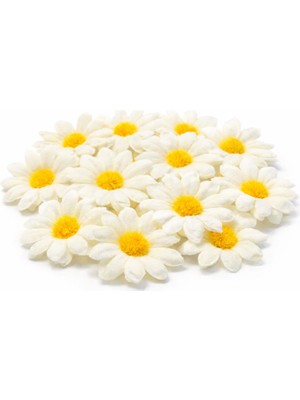 Süsle Bebek ve Parti Yapay Papatya Çiçek Kafası 4 cm x 20 Adet - Beyaz