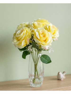 Yasima Yapay 7 Kafalı Şimşir Aranjmanlı Sarı Gül Ev Dekorasyon Özel Gün Çiçeği