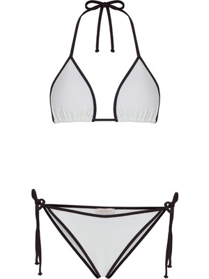Aquella Biye Detaylı Ekru Üçgen Bikini Takım