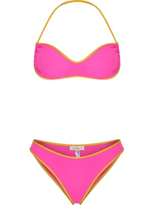 Aquella Biye Detaylı Fuşya Straplez Bikini Takım