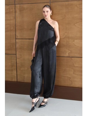 Lijuri Etek Ucu Dantel Detaylı ve Şalvar Pantolonlu Tek Omuz Takım 10335