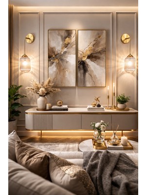 Minimal Lotus Gold Chrome ( Bal Sarı ) Cam Duvar Aplik