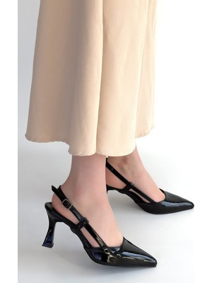 Bluefeet Siyah Rugan Kadın Topuklu Ayakkabı