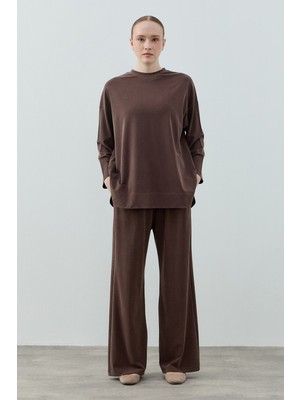 Merwishop Merwish Bambu Comfi Pantolonlu Takım 1805 Kahverengi