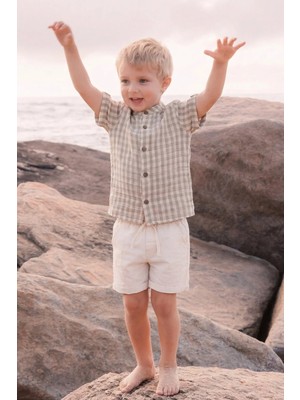 Cigit Müslin Gömlek Takım 1-8 Yaş Vizon