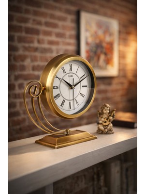 Muyika Masa Saati Metal Gold - Sessiz Akar Mekanizma Modern Ofis Salon Mutfak Saati Dekoratif -Ferro Gold