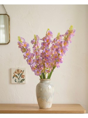 Yasima Yapay Pembe Mor Desenli Sümbül 5 Dallı Ev ve Organizasyon Dekorasyonu