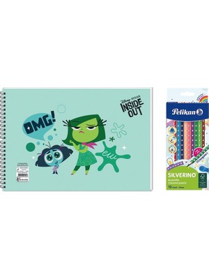 Keskin Color Ters Yüz 17*25 15 Yp. Spiralli Resim Defteri  -  Pelikan Silverino Üçgen Kuru Boya Kalemi 2'li Set 2