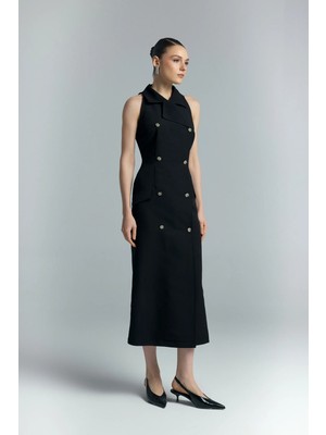 Sateen Jessi Elbise - Siyah