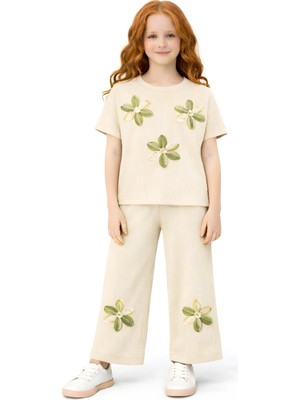 Modanino Kız Çocuk Bürümcük Kumaş Alt-Üst Takım 3-12 Yaş 12568