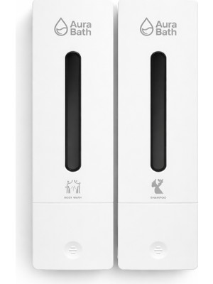 Aura Bath 2'li Duvara Monte Sıvı Sabunluk Şampuanlık Duş Jeli Dispenseri Slim Tasarım 2X400ML