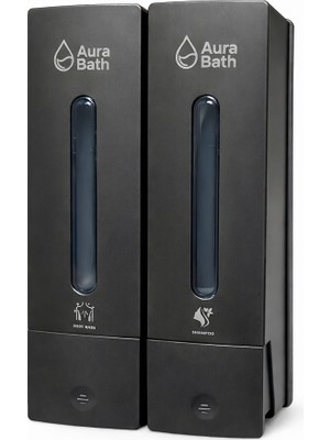 Aura Bath 2'li Duvara Monte Sıvı Sabunluk Şampuanlık Duş Jeli Dispenseri Slim Tasarım 2X400ML