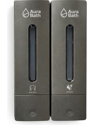 Aura Bath 2'li Duvara Monte Sıvı Sabunluk Şampuanlık Duş Jeli Dispenseri Slim Tasarım 2X400ML