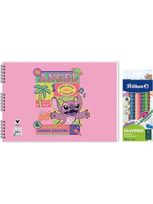 Keskin Color Lilo&stitch 25*35 15 Yp. Spiralli Resim Defteri - Pelikan Silverino Üçgen Kuru Boya Kalemi 2'li Set 4
