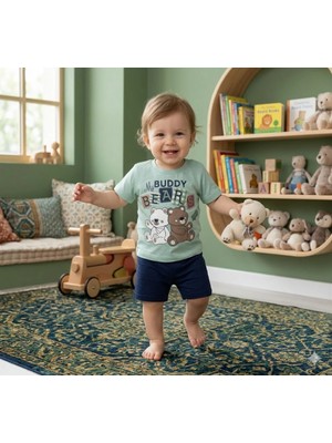 Poppy Trend Erkek Bebek My Buddy Bears Baskılı Tişört Şort Takımı 6-18 Ay