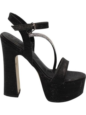 Celira Bluefeet Siyah Kadın Çizgili Platform Topuklu Ayakkabı