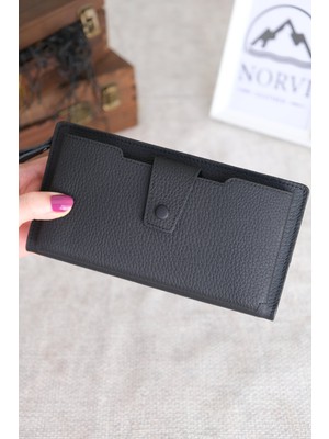 Norvi Leather Telefon Bölmeli Hakiki Deri Fermuarlı Cüzdan 1163