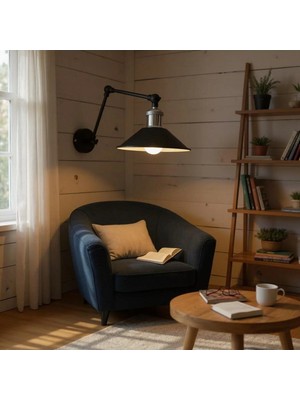 Ömür Avize Loan Siyah Kasa Mafsallı Krom Detaylı Aplik