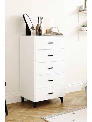 Hofga Riva 5 Çekmeceli Şifonyer Yatak Odası Bebek Odası Beyaz