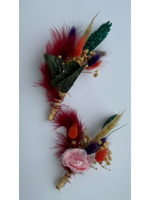 Bivalvia Accessories Karışık Çiçekli Damat Yaka Çiçeği Seti 1