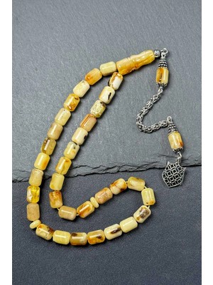 Tesbihkenti 925 Ayar Gümüş Püsküllü Kapsül Kaya Damla Kehribar