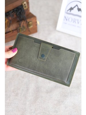 Norvi Leather Telefon Bölmeli Hakiki Deri Fermuarlı Cüzdan 1163
