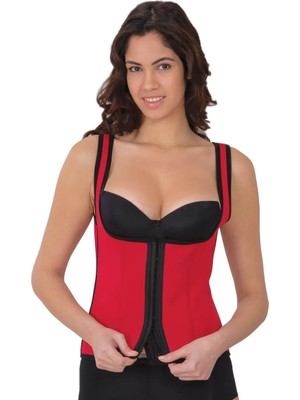 Moda Şahsenem Kırmızı Mı 9173 Terletici Agraflı Göğsü Açık Atlet Korse