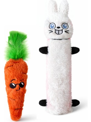 Miyav Easter 2’li Kedi Oyuncak Seti – Ponponlu Hışırtılı Peluş Tavşan ve Catnipli Tüylü Havuç