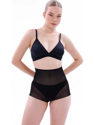 Moda Şahsenem Siyah Mı Emay 2706 Lazer Tül Toparlayıcı Slip Hayalet Külot Korse