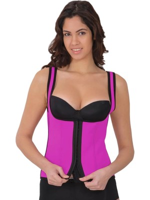 Moda Şahsenem Mürdüm Mı 9173 Terletici Agraflı Göğsü Açık Atlet Korse