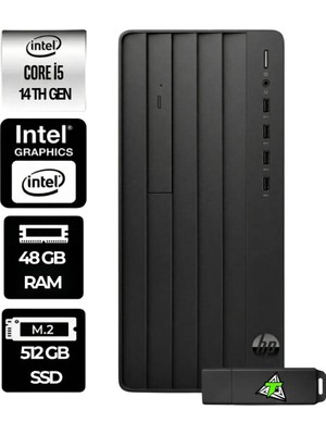 HP Prodesk 2 Intel Core I5 14400 48GB 512GB SSD Fdos Masaüstü Bilgisayar & Usbbellekhediyeli